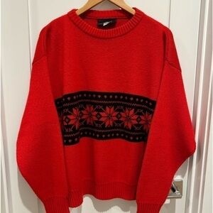 1980 sweater, in red, with black, design Christmas THE ASPEN LID size Large L D